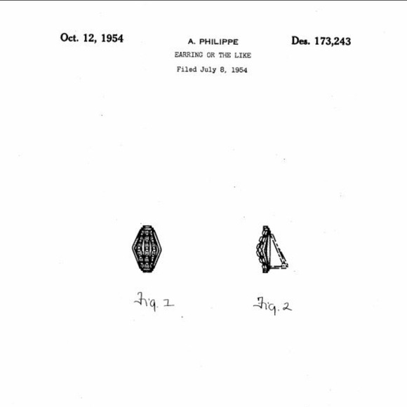 Rare! Crown Trifari PAT PEND Alfred Philippe 1954 Rhinestone Clip On Earrings - Picture 4 of 6